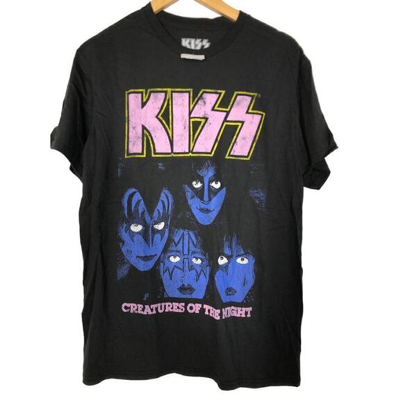 KISS Creatures of The Night T-Shirt Short Sleeve Crew Neck Tee Top Black NWT M - Picture 2 of 5